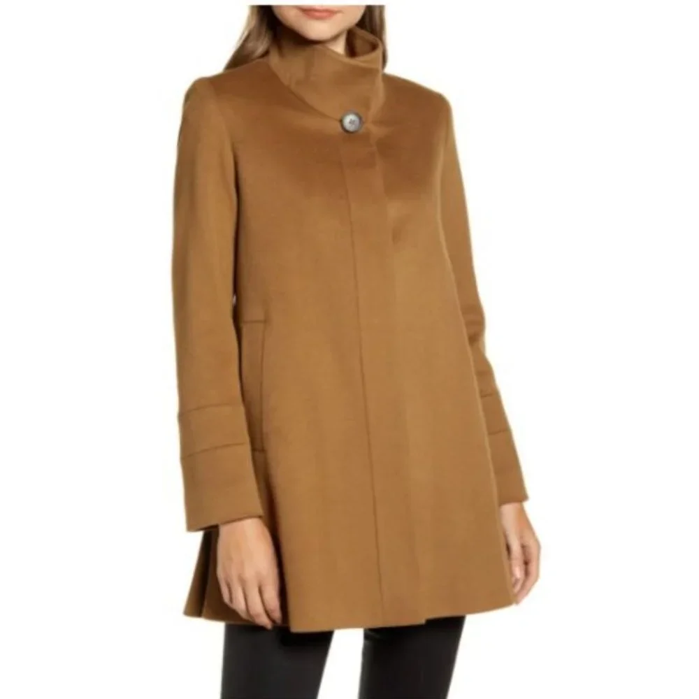 Fleurette Stand Collar Wool Car Coat - Picture 1 of 12